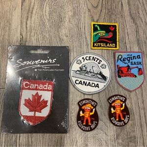 6 Vintage Canada Patches Badges Travel Collection Collector Alberta Saskatchewan